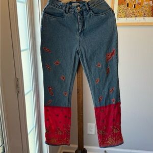 Paradox Blue Jeans with Red Embroidery